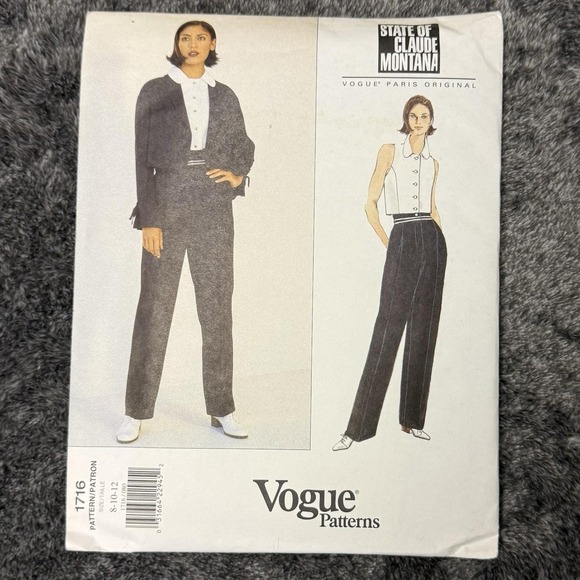Vogue Other - Vogue #1716 UNCUT/FF Pattern,' Jacket, Top, Pants, Sz 8-12, Montana W/label!!